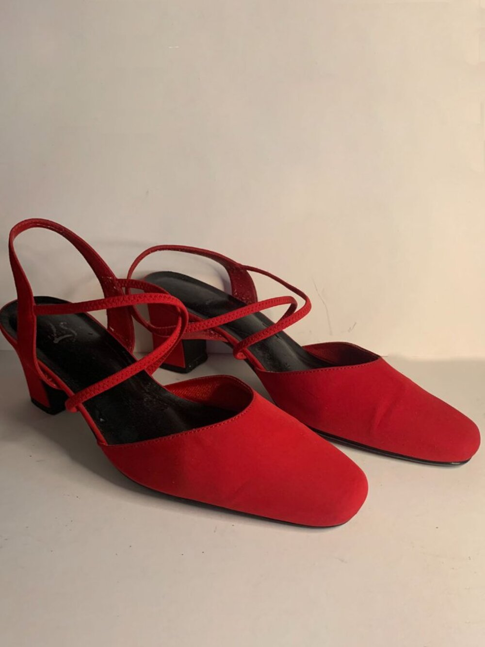 LifeStride Soft System Red Strappy Block Heel Slingback Pumps Size 9M